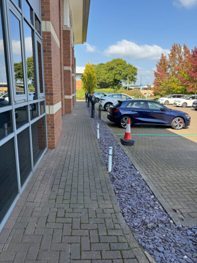 EV charging installation and parking bays outside Alexandra House