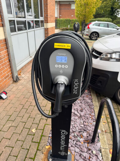 Dual-socket workplace EV charging point at Alexandra House