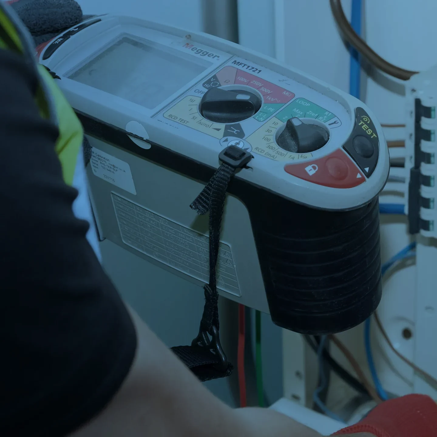 Electrical installation tester with connected test leads