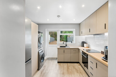 Kitchen island and recessed ceiling lights at 57 St Marys Drive